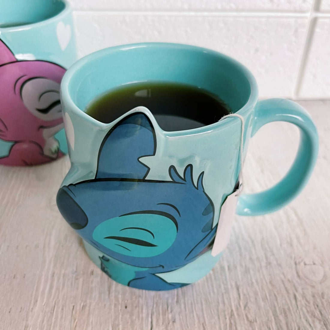 Stitch & Angel Kissing Mugs, 2-Piece Set