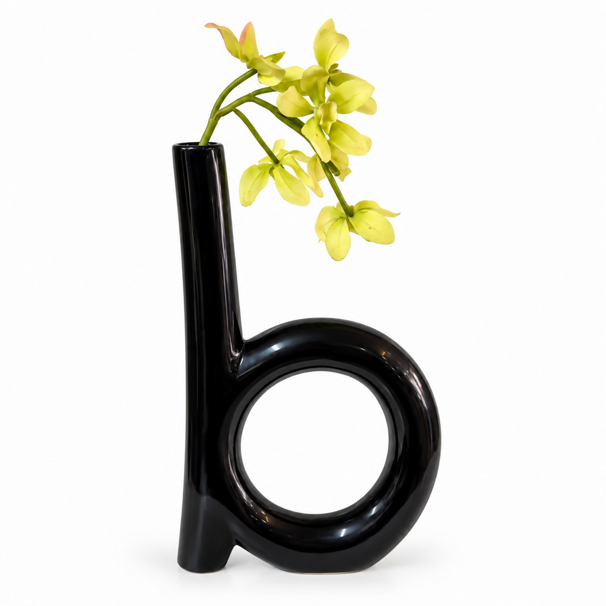 Tall Black Circular Cutout Ceramic Vase