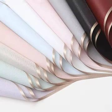 Flowers Wrapping Paper - Textured Sheets with Gold Trim Edge - Yalla Mart