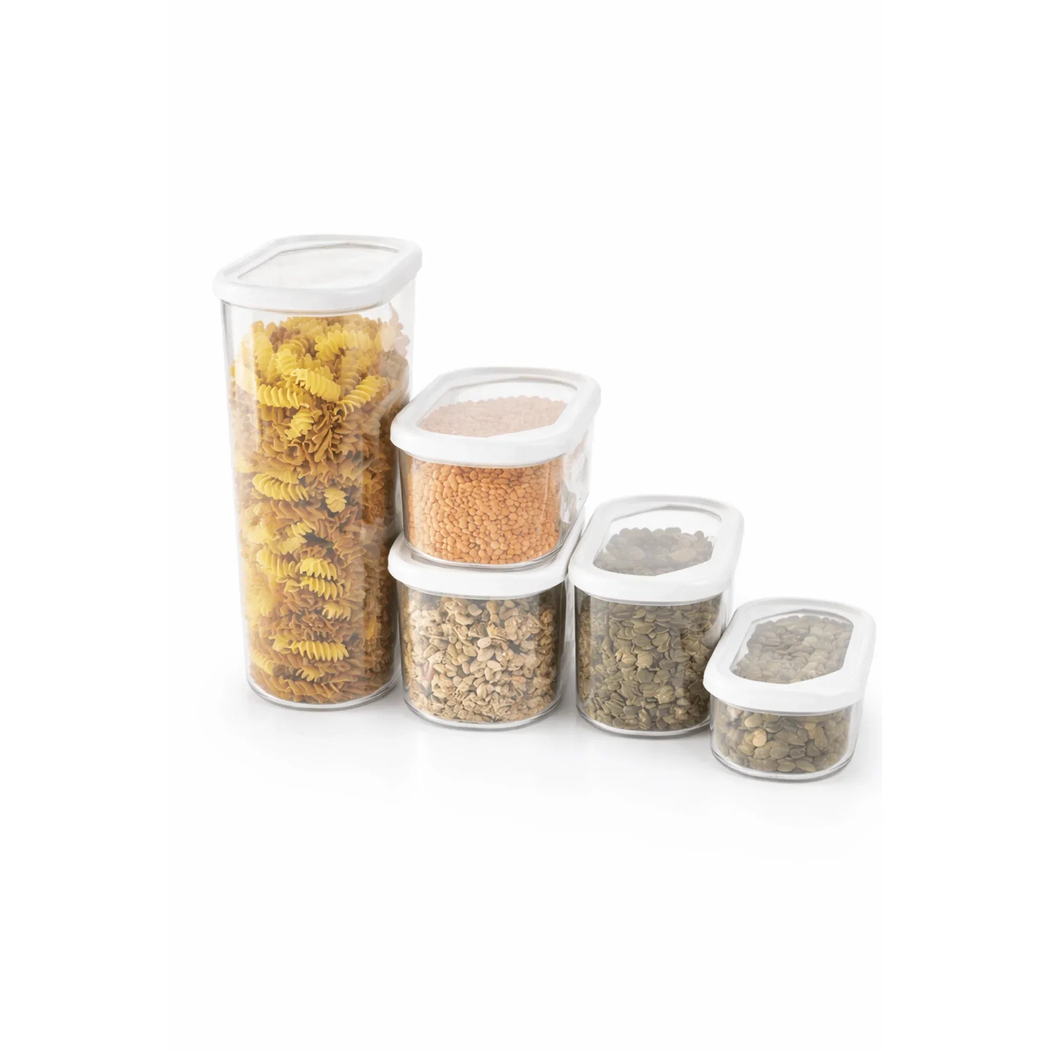 Stackable Food Storage Containers Set - 5 Piece BPA-Free with Airtight Lids - Yalla Mart