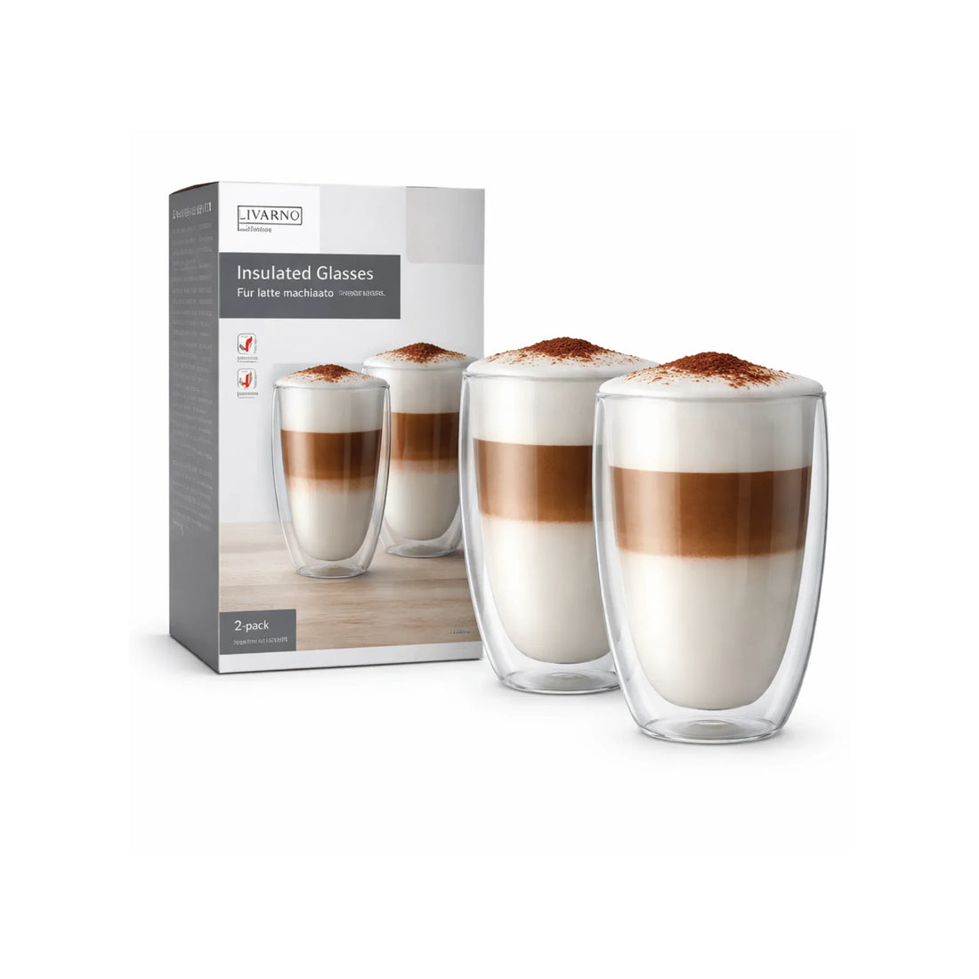 LIVARNO Home Insulated Glasses - Double-Walled Latte Macchiato Set (2-Pack) - Yalla Mart