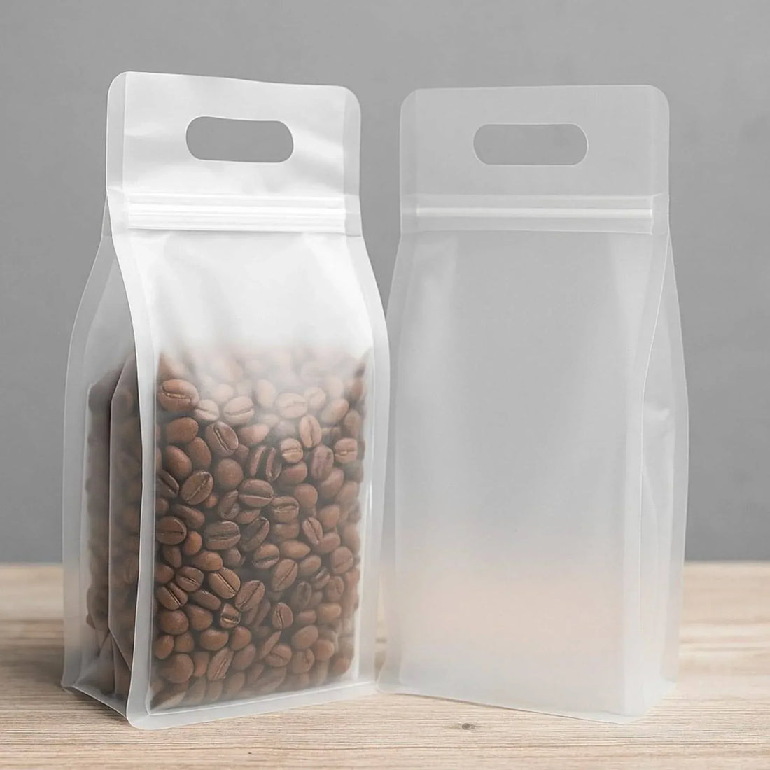 50 Pcs Gift Bag Transparent + PVC - Frosted Stand-Up Pouches with Handle - Yalla Mart