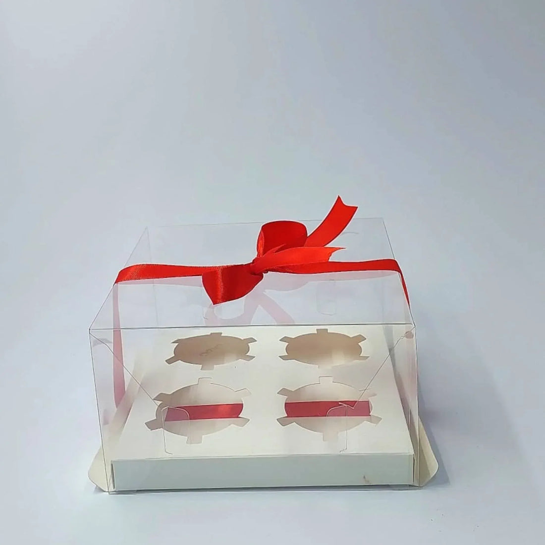 PVC Cupcake Box Base White + Handle 4pcs - Yalla Mart