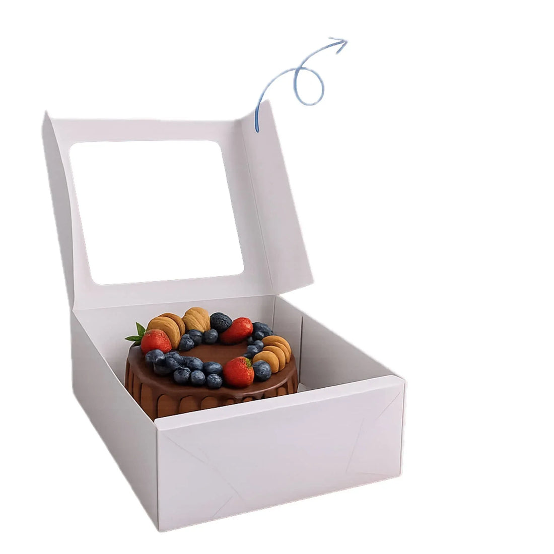 Dozen Cake Box with PVC Window - White Cardboard Boxes with Clear Lid - Yalla Mart