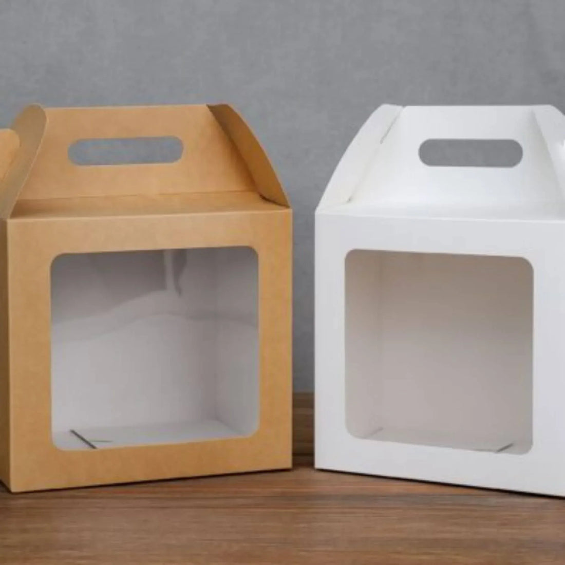 Dozen Carton Box + PVC - Cardboard Cake Boxes with Clear Window & Handle - Yalla Mart