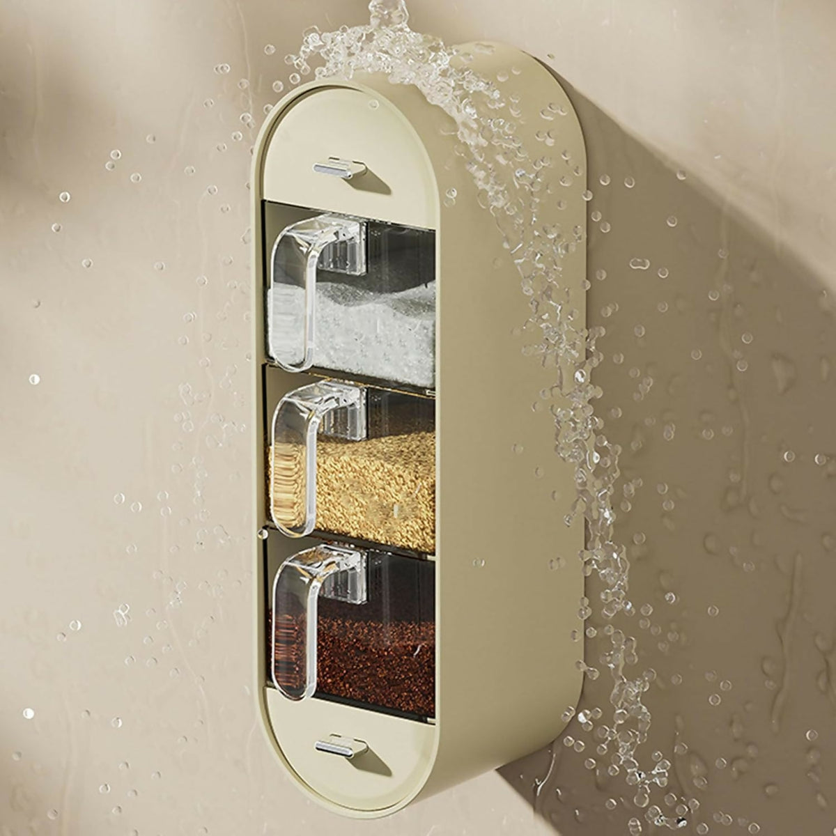 Wall-Mounted Spice Box with Spoons, White