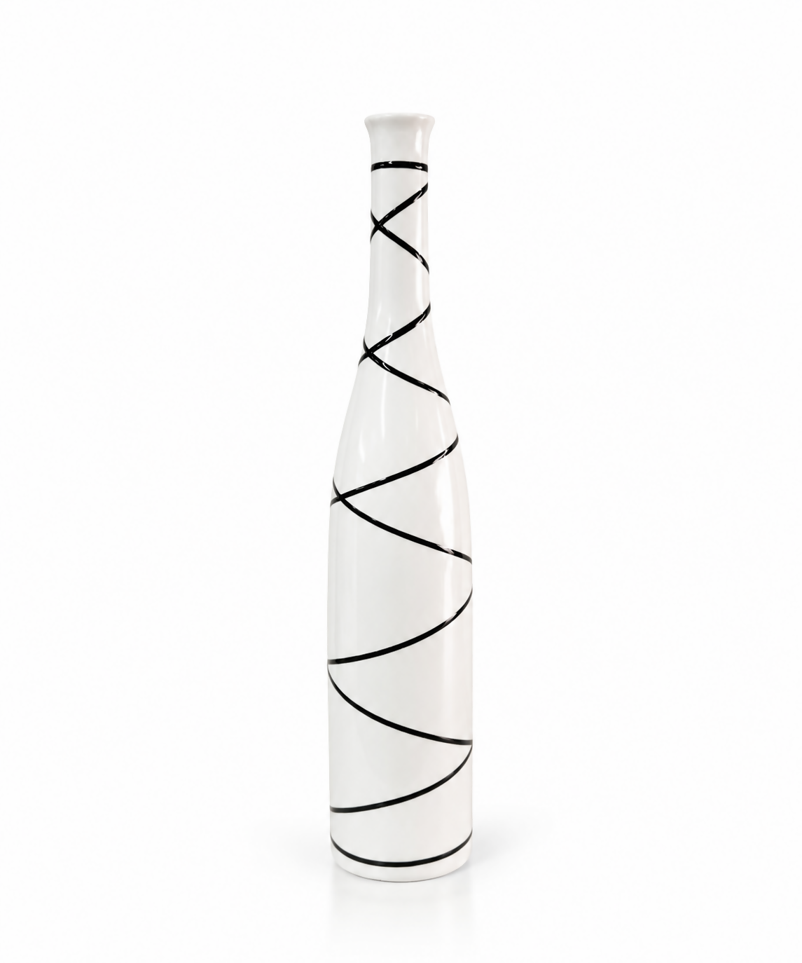 Modern White & Black Spiral Ceramic Vase