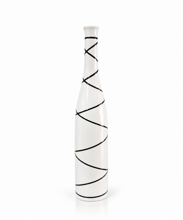 Modern White & Black Spiral Ceramic Vase