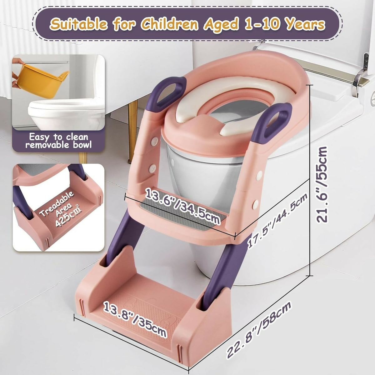 3-in-1 Toddler Potty Training Seat with Ladder & Basin