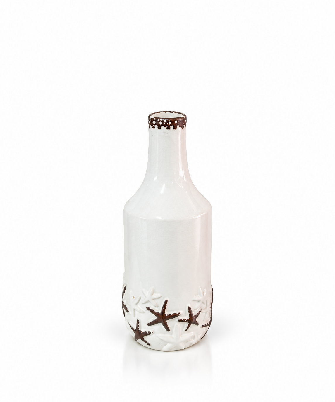 Coastal White Starfish Bottle Ceramic Vase