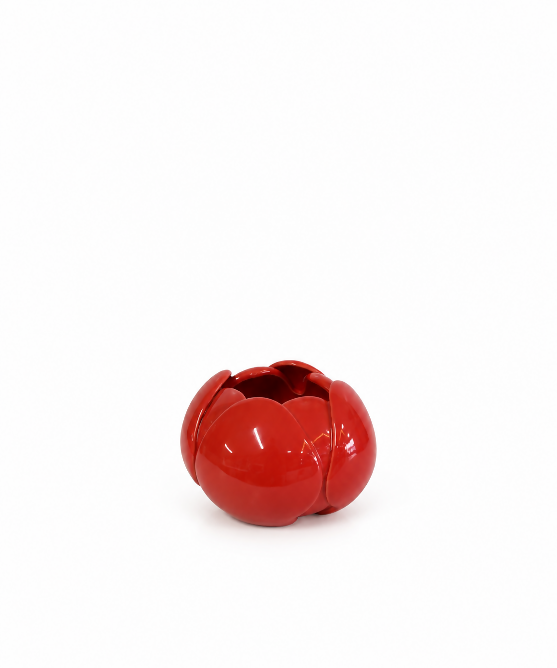 Glossy Red Flower-Shaped Ceramic Vase