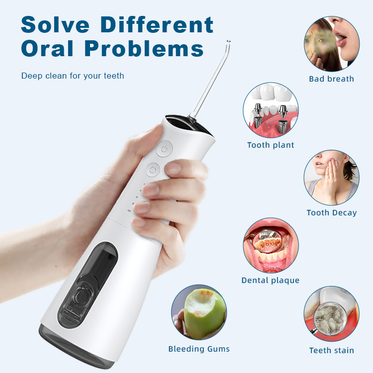 Cordless Water Flosser with 5 Jet Tips, 300 ml