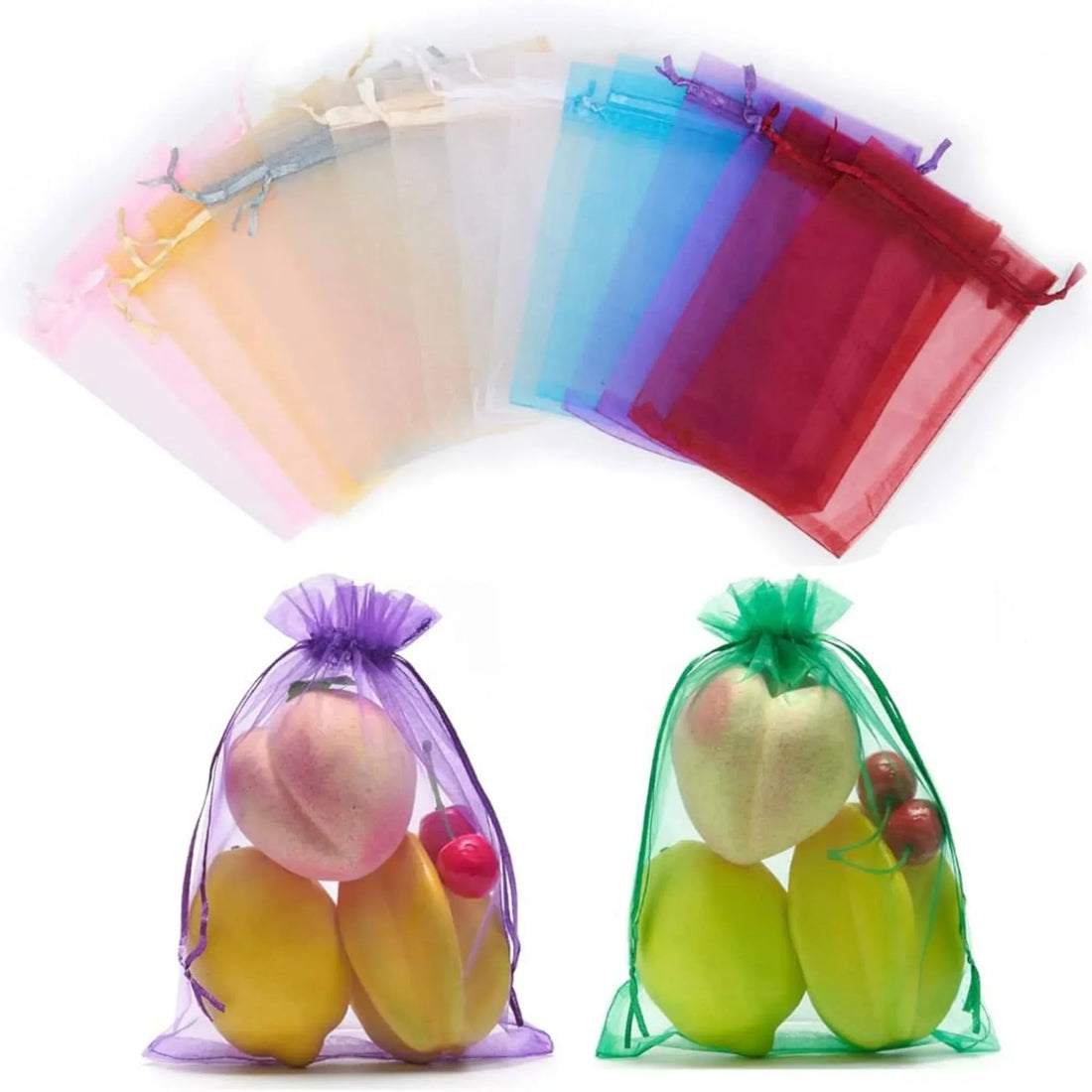 50 Pcs Organza Cellophane Bag - Sheer Drawstring Gift Bags - Yalla Mart