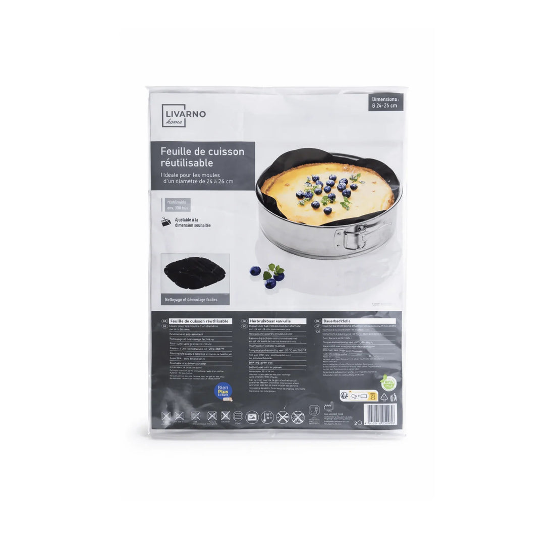 Livarno Home Reusable Silicone Baking Sheet - Non-Stick Round 24-26cm - Yalla Mart