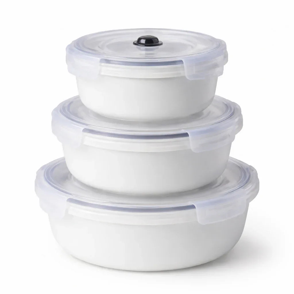 Microwave Food Storage Containers Set - 3 Pieces with Steam-Release Lids - Yalla Mart