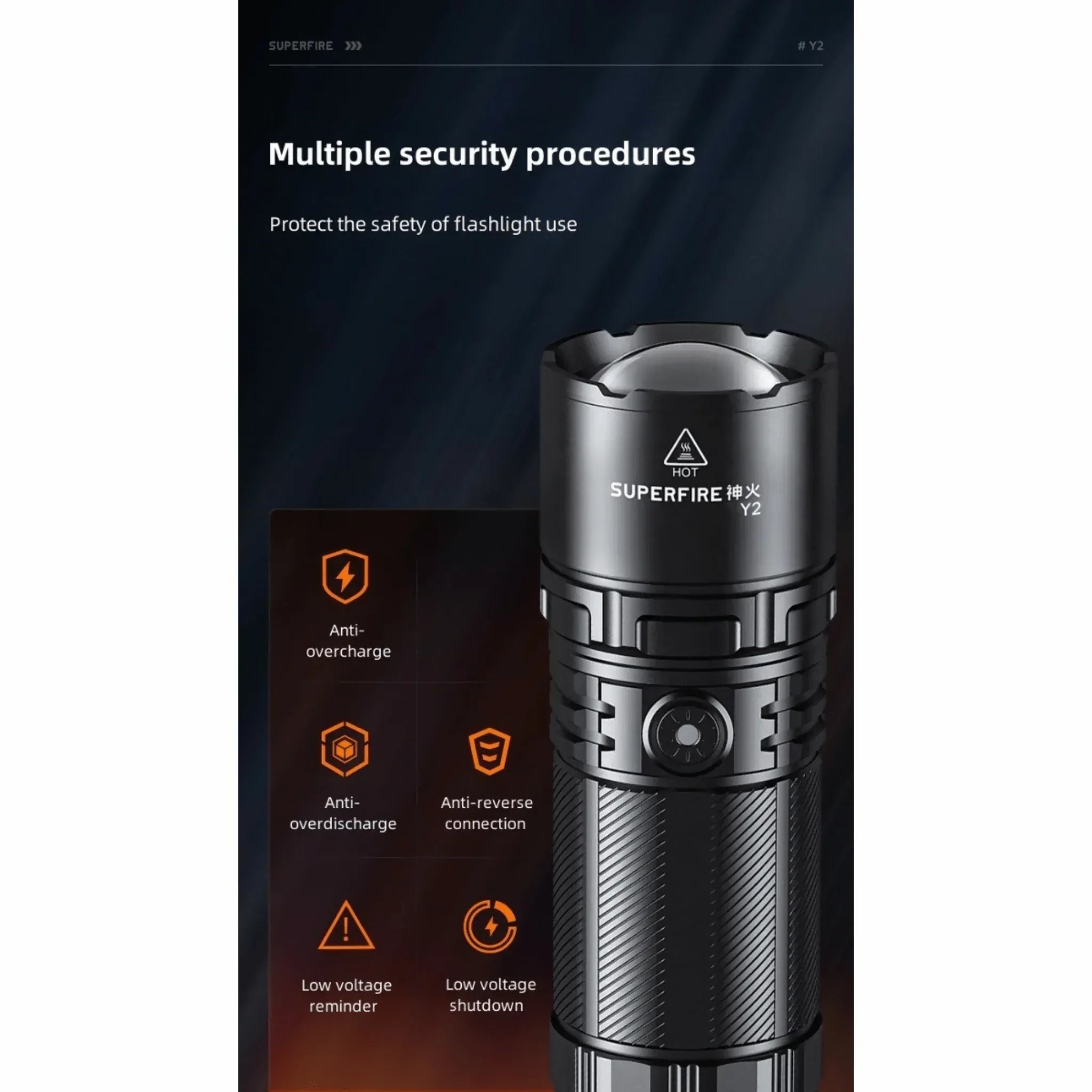 SF Y5S Tactical Flashlight 800m - 1200 Lumens, 20W Rechargeable LED - Yalla Mart