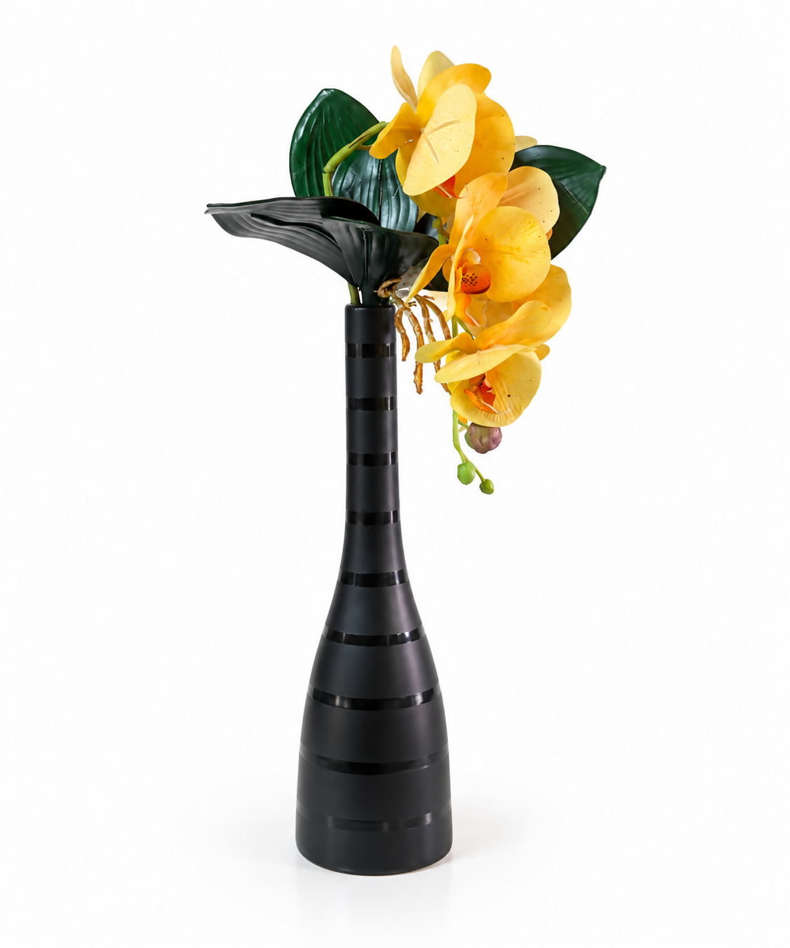 Tall Black Striped Ceramic Vase