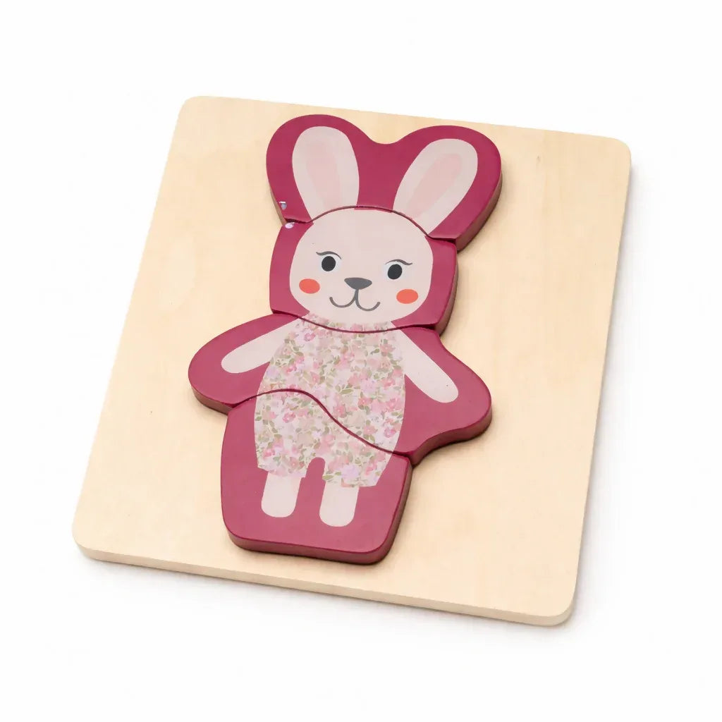 Wooden Bunny Puzzle – 5 Pieces (Lupilu) - Yalla Mart