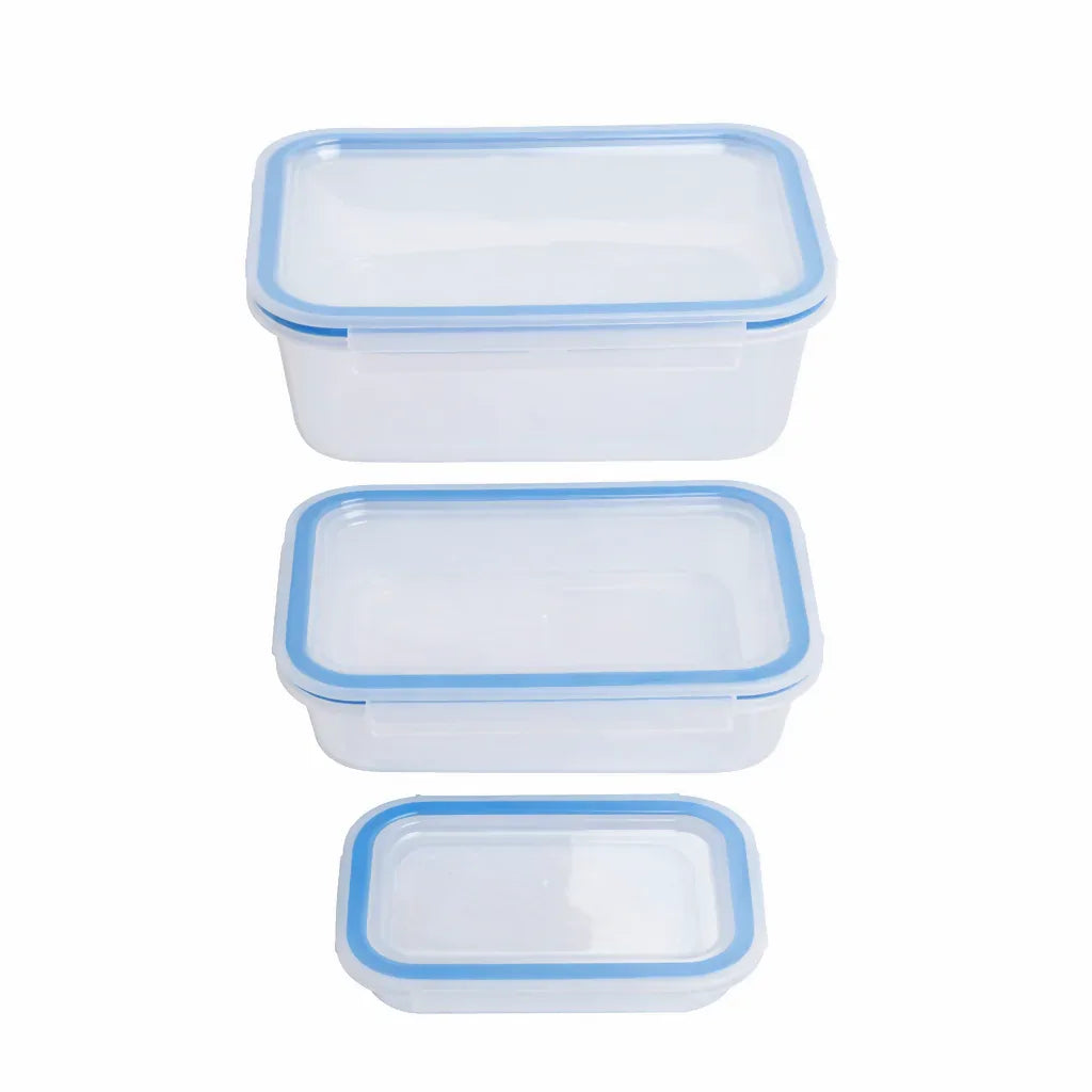 SilverCrest Food Storage Containers Set - 3 Piece Rectangular with Snap-Lock Lids - Yalla Mart