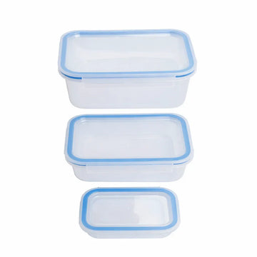 SilverCrest Food Storage Containers Set - 3 Piece Rectangular with Snap-Lock Lids - Yalla Mart
