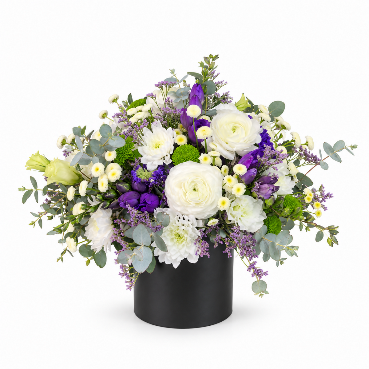 Elegant White & Purple Luxury Flower Box