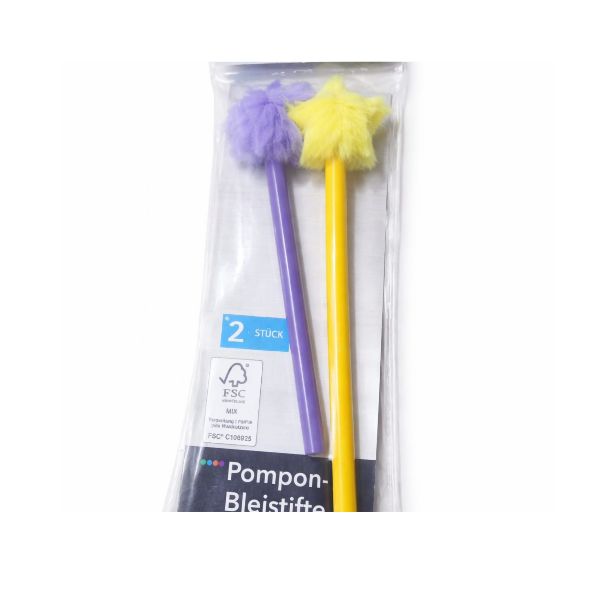 Pom-Pom Pencils Set – Pack of 2, Fun & Colorful for Kids