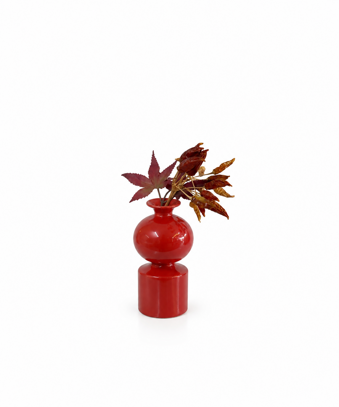 Glossy Red Sculptural Ceramic Vase