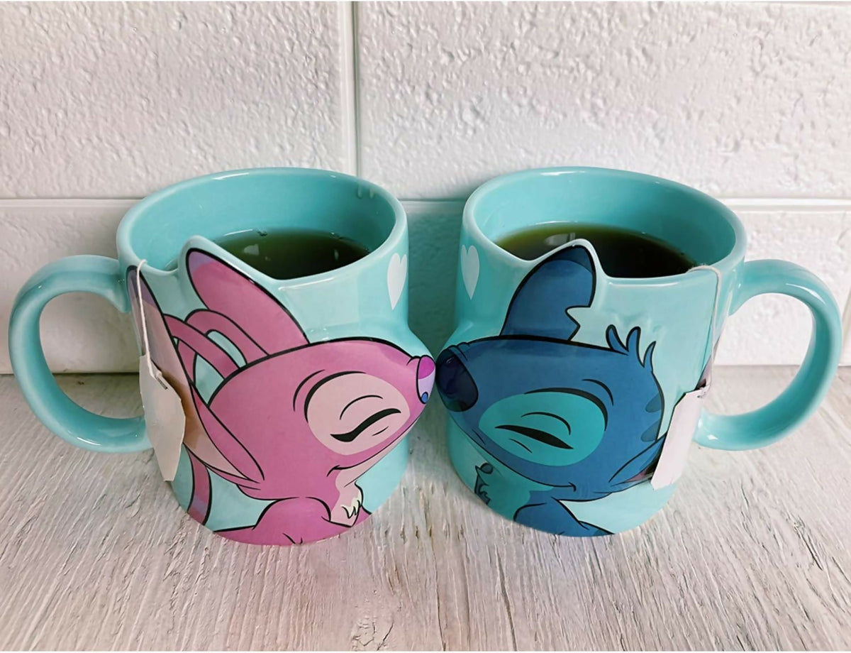 Stitch & Angel Kissing Mugs, 2-Piece Set
