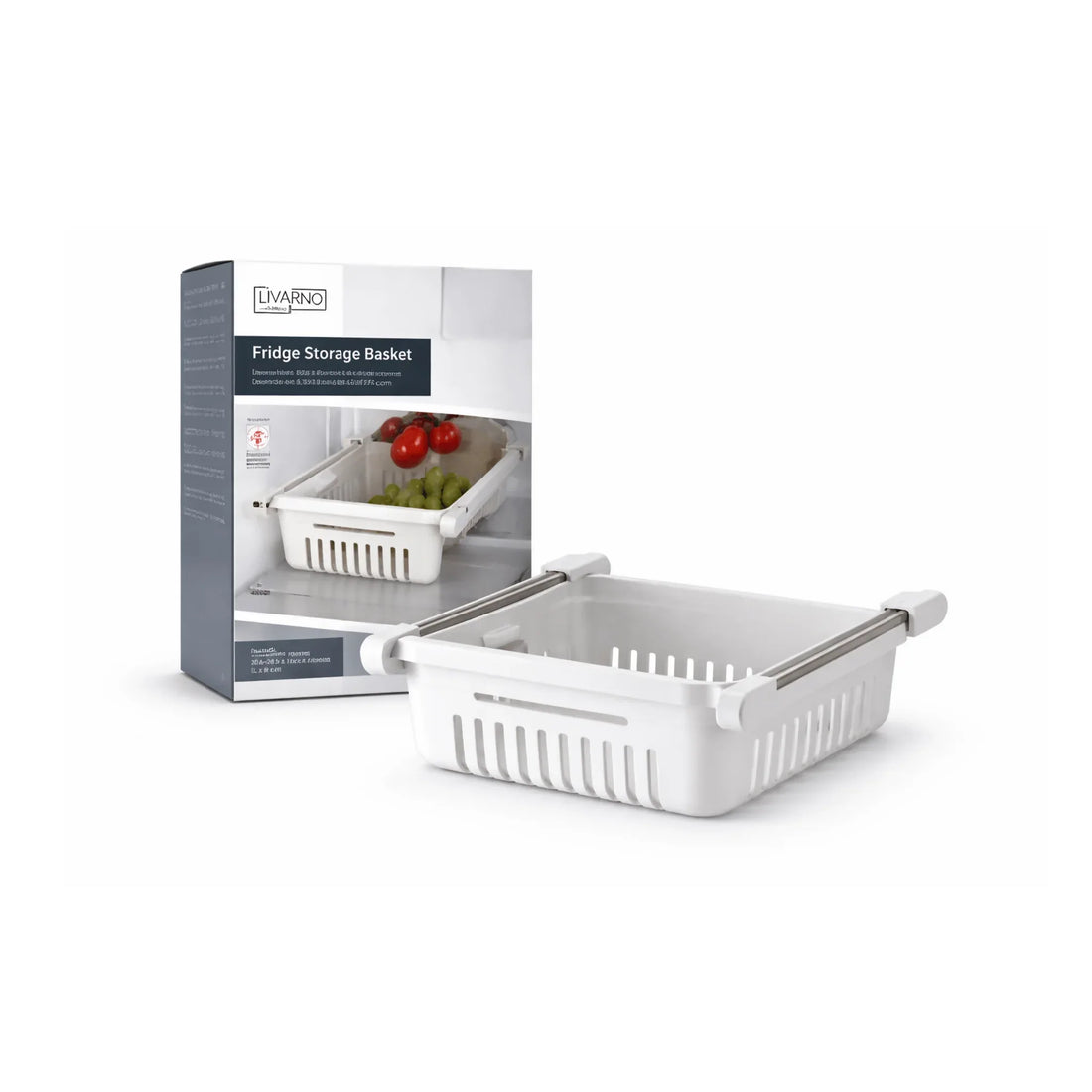 LIVARNO Home Fridge Storage Basket - Adjustable Width Organizer for Shelves - Yalla Mart