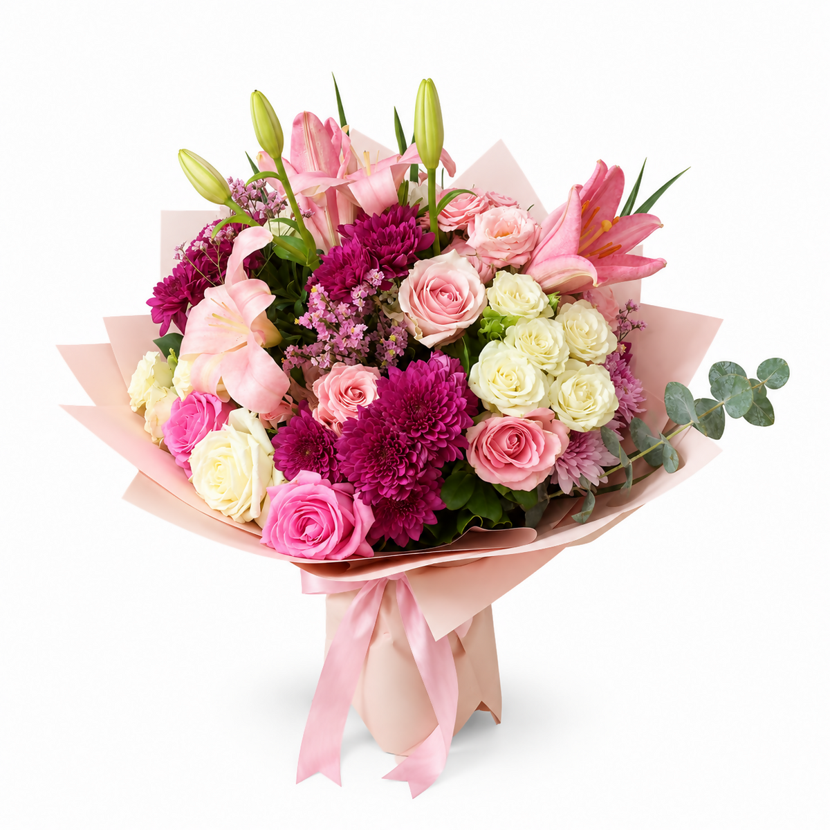 Grand Blushing Lily & Rose Gift Bouquet
