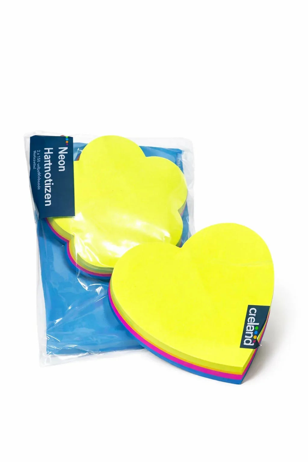 Crelando Neon Sticky Notes – Heart & Flower Shapes in Vivid Colors
