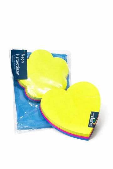 Crelando Neon Sticky Notes – Heart & Flower Shapes in Vivid Colors