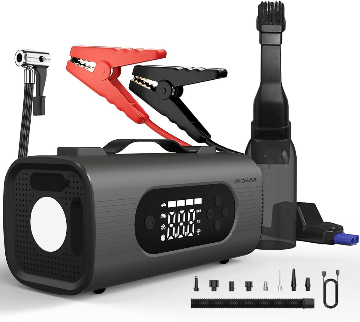 Multi-Function Car Tool with Tire Inflator & Vacuum, 12,000 mAh