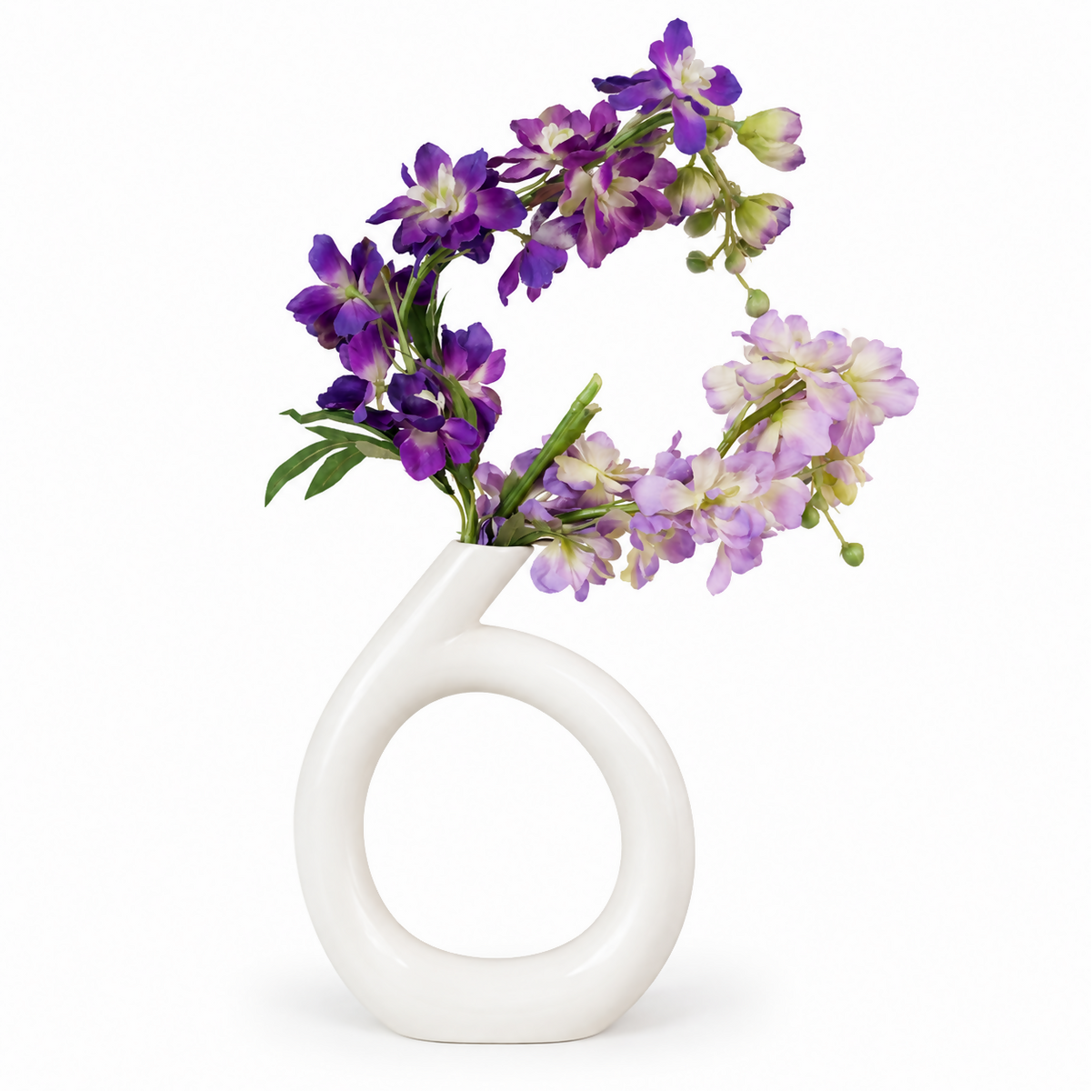 White Circular Sculptural Ceramic Vase