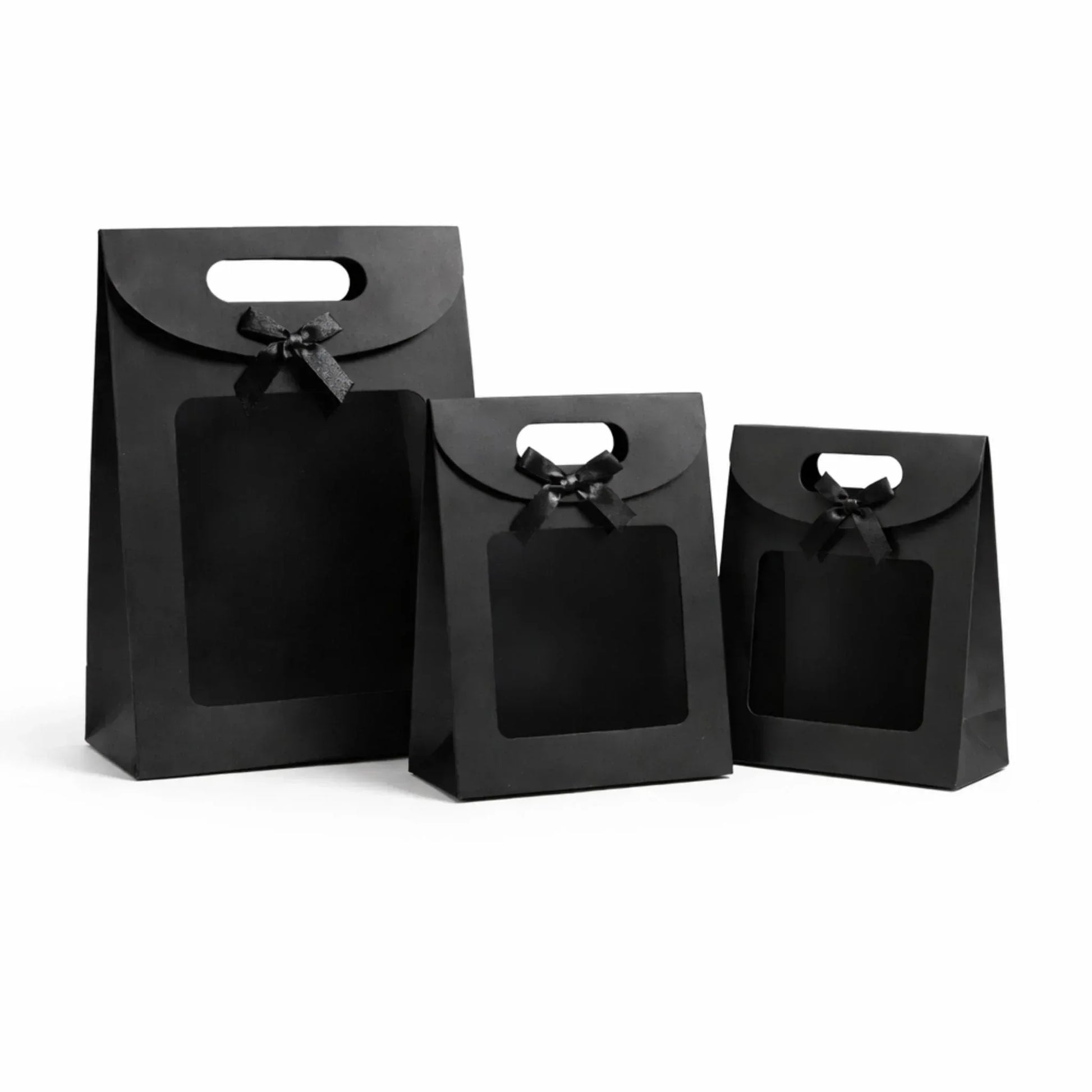 Premium Gift Bags with Window & Ribbon Handle - Dozen Pack - Yalla Mart