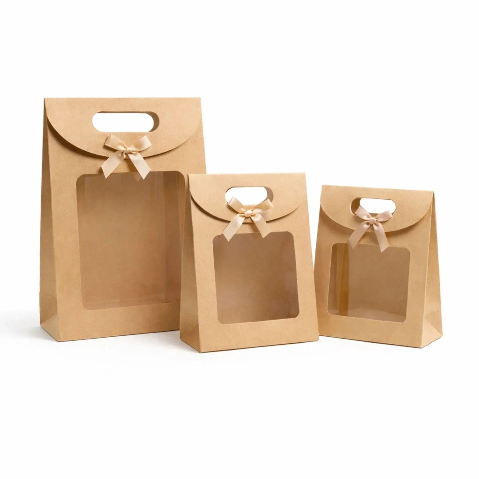Premium Gift Bags with Window & Ribbon Handle - Dozen Pack - Yalla Mart