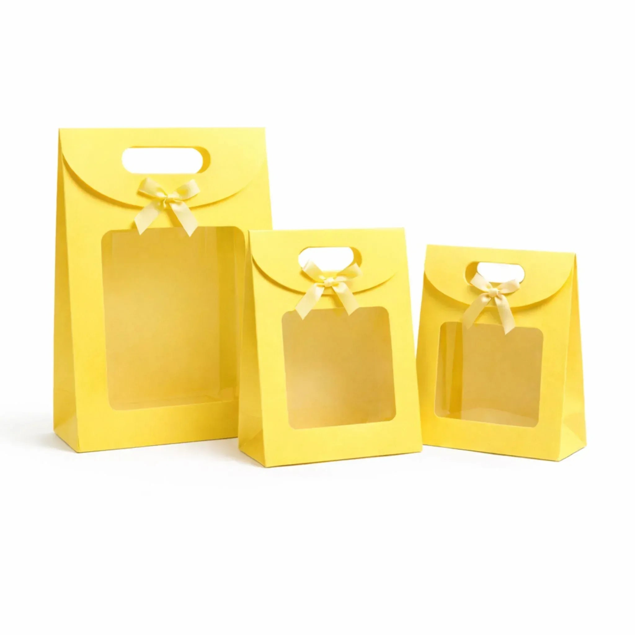 Premium Gift Bags with Window & Ribbon Handle - Dozen Pack - Yalla Mart