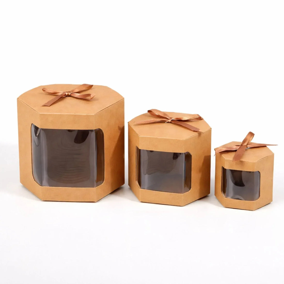 Dozen Hexagone Kraft Box + PVC - Yalla Mart