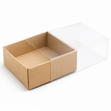 Kraft Divided Gift Box with Clear Sliding Sleeve - Single Compartment - Yalla Mart