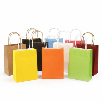 Colorful Paper Gift Bags with Twisted Handles - Dozen Pack - Yalla Mart