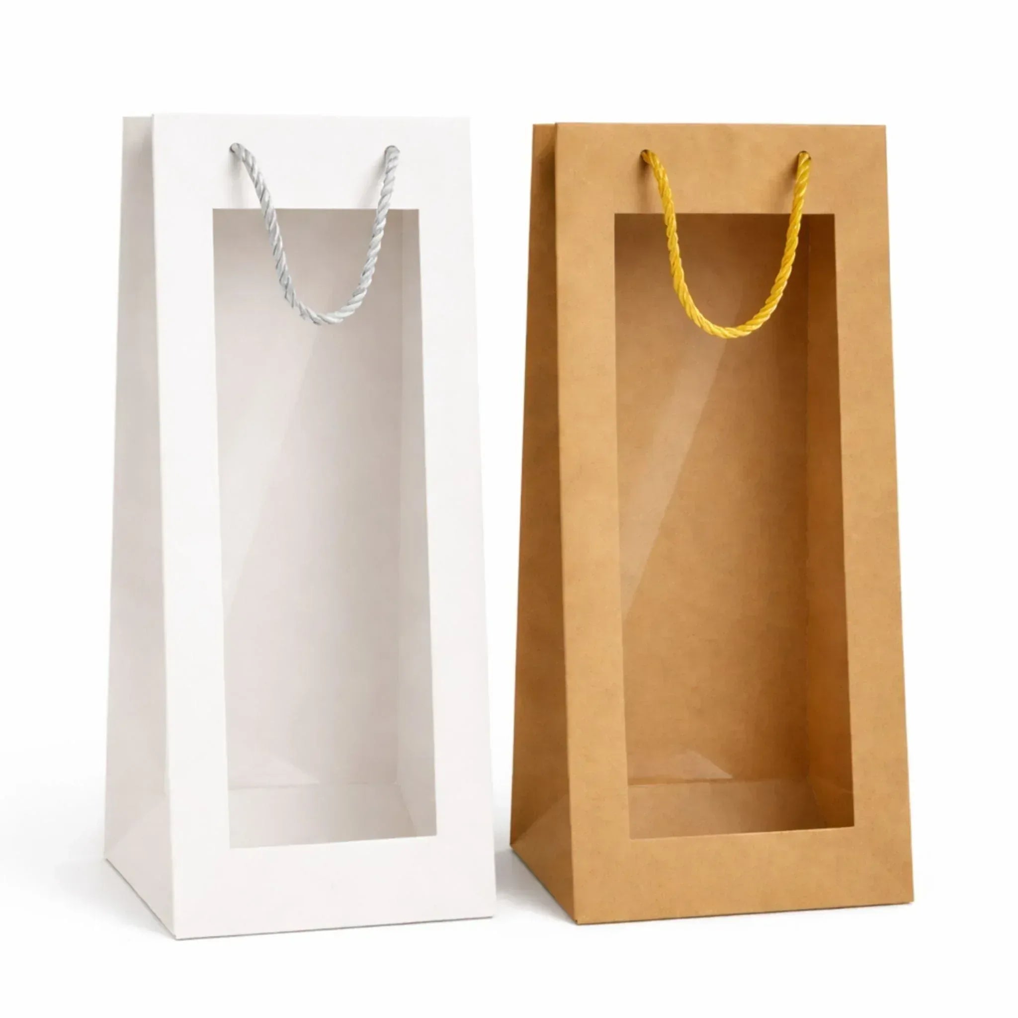 Tall Carton Bag with PVC Window - Vertical Gift Bag with Clear Display Panel - Yalla Mart