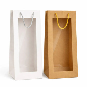 Tall Carton Bag with PVC Window - Vertical Gift Bag with Clear Display Panel - Yalla Mart