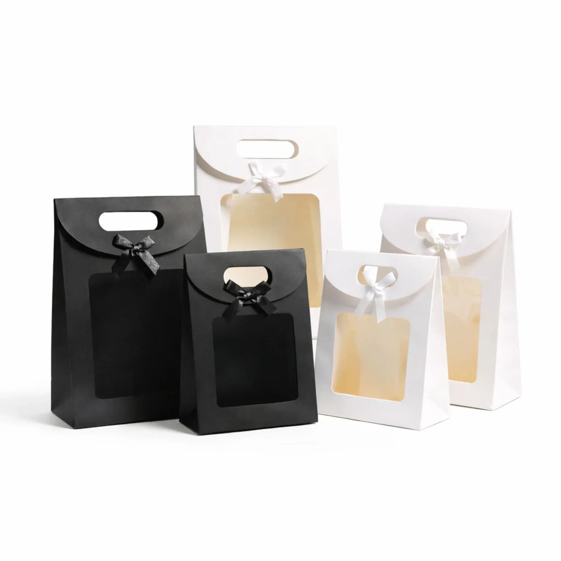 Premium Gift Bags with Window & Ribbon Handle - Dozen Pack - Yalla Mart