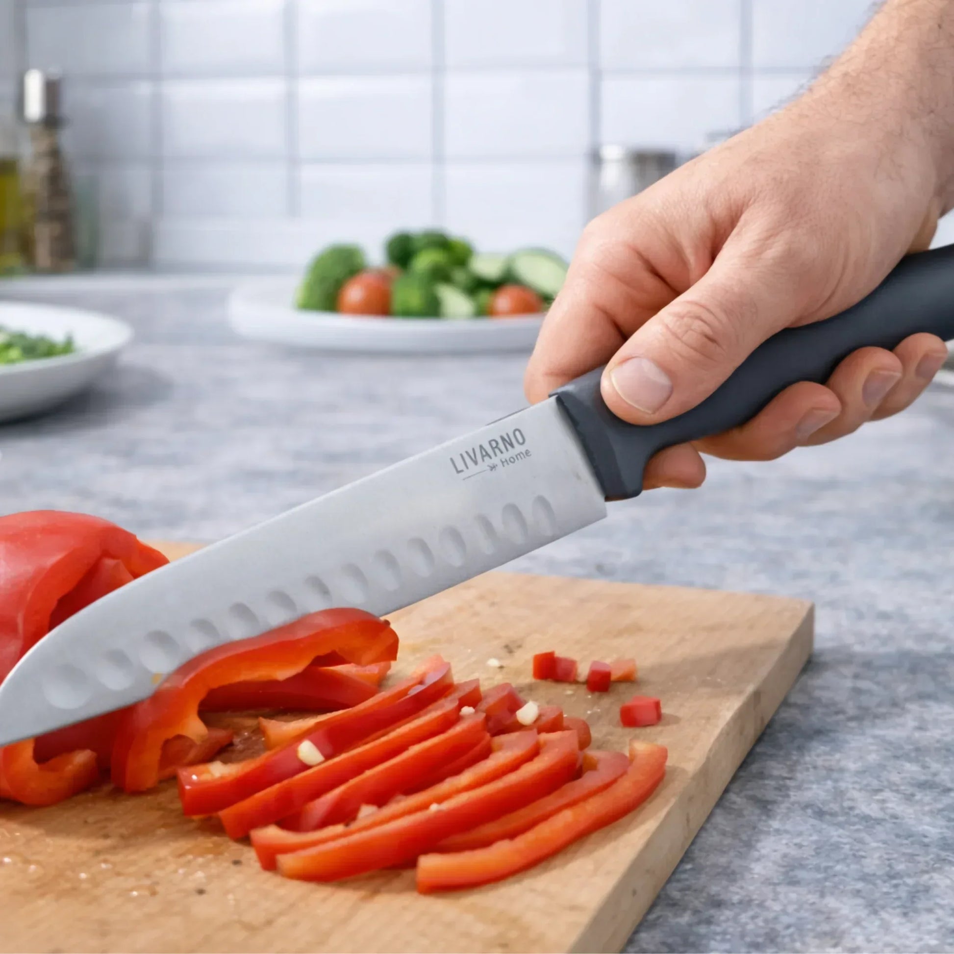 LIVARNO Home Santoku Knife – Stainless Steel - Yalla Mart