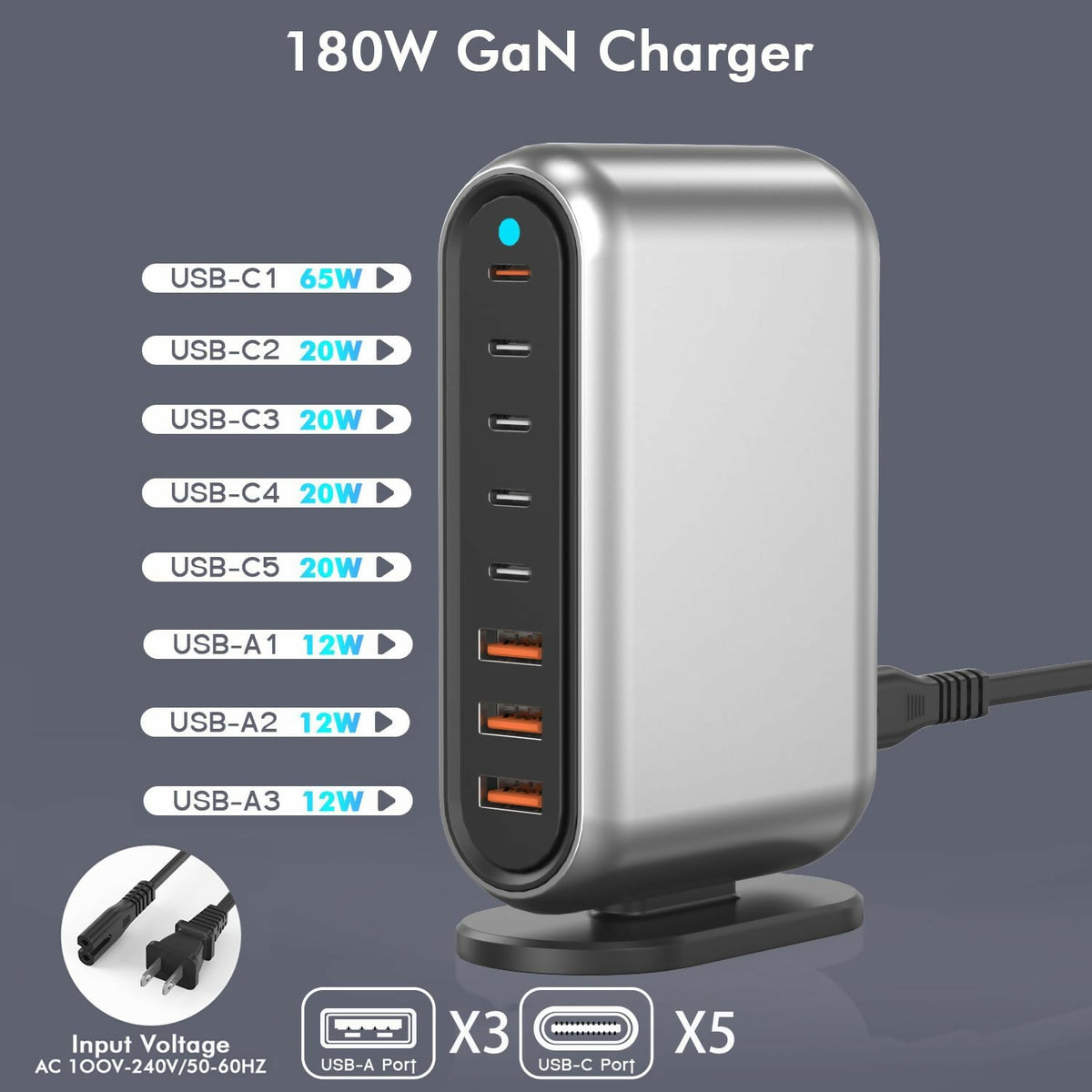 8-Port USB-C & USB-A Charging Station