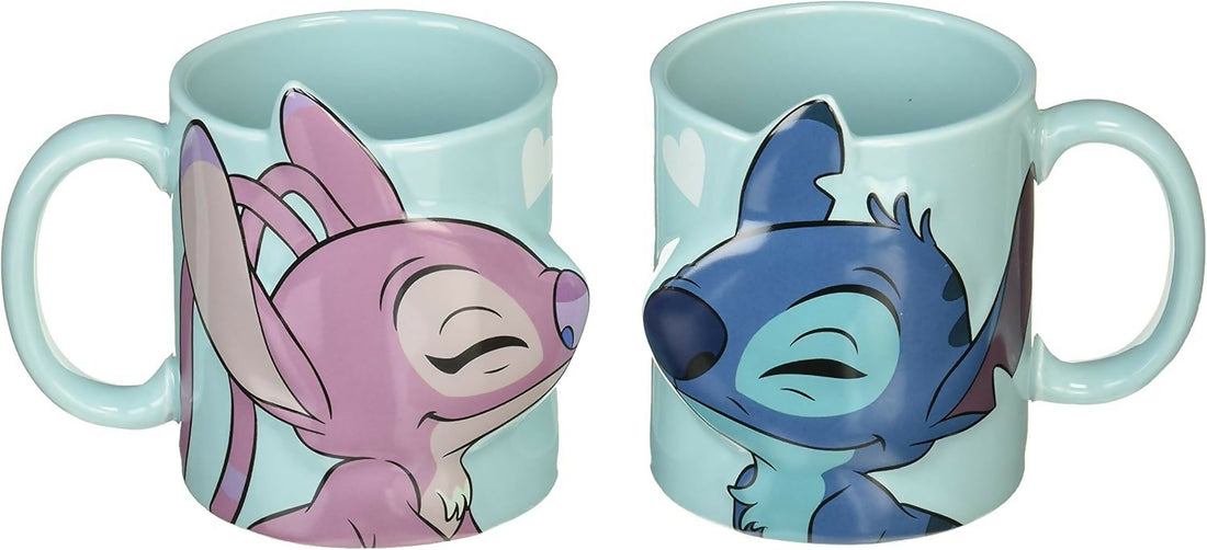 Stitch & Angel Kissing Mugs, 2-Piece Set