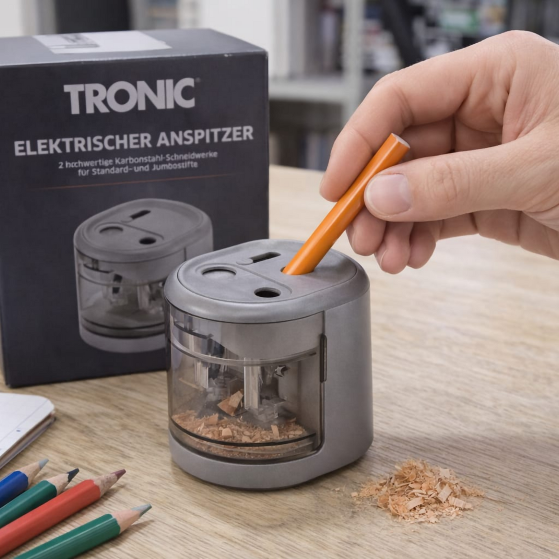 Tronic Electric Pencil Sharpener – Dual Blades, Standard & Jumbo Pencils