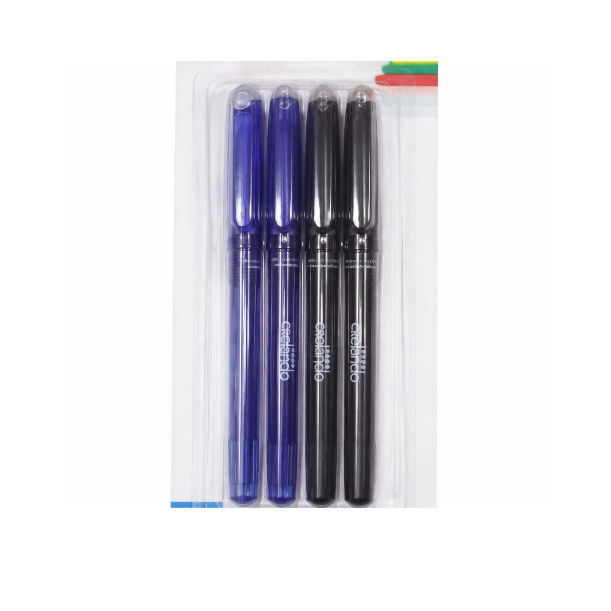 Crelando Erasable Gel Pens – Pack of 4 (2 Blue & 2 Black)