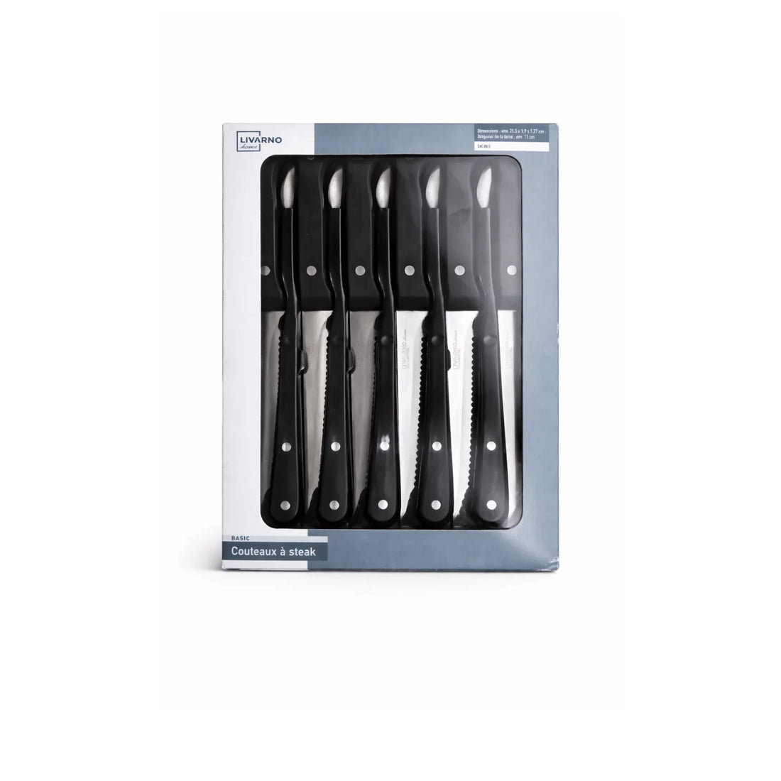 SilverCrest Steak Knife Set - 6 Piece Serrated with Black Handles - Yalla Mart