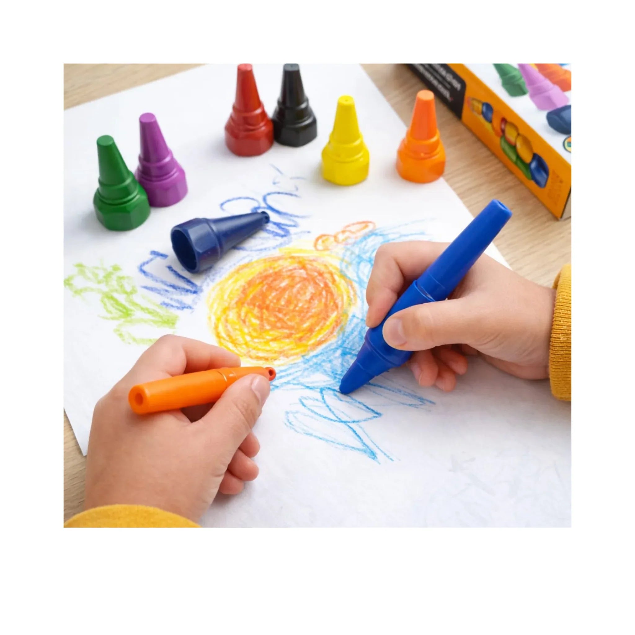 Crelando Wax Crayons Set – 12 Chunky Crayons for Kids